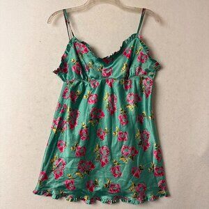 Victoria’s Secret angels Camisole Tank Top sz L satin floral‎ babydoll Y2K